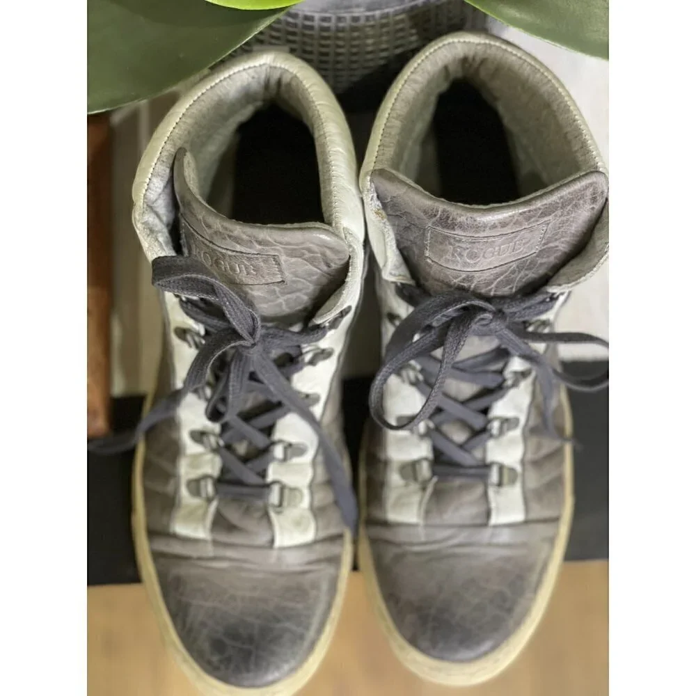 Rogue Atomo C2 White Grey Leather Bomber Lace-Up High Top Sneakers Men's Size 9